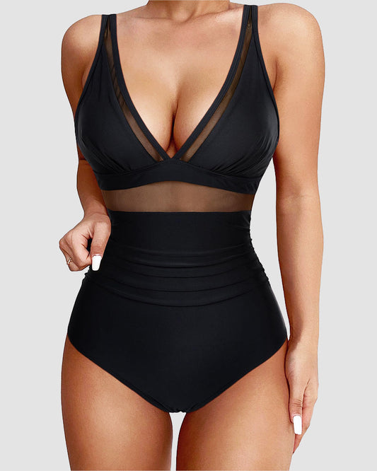 Sexy Mesh Tummy Control One Piece Swimsuit