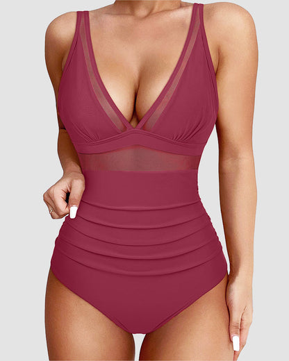 Sexy Mesh Tummy Control One Piece Swimsuit