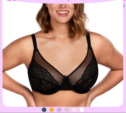 Enchante Floral Lace Unlined Comfort Non-padded Full Coverage Plus Size Underwire Bra