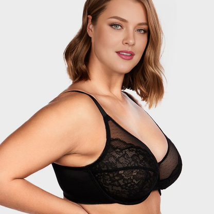 Enchante Floral Lace Unlined Comfort Non-padded Full Coverage Plus Size Underwire Bra