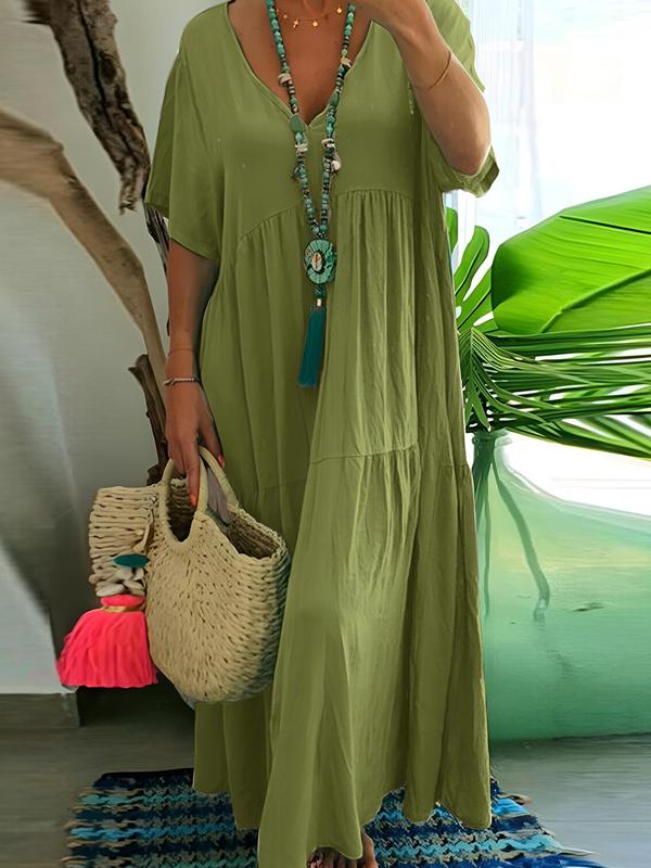 BohoBloom™ – Tummy covering Ruffle Smock Dress