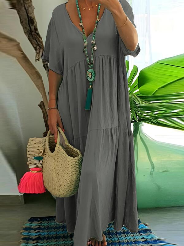 BohoBloom™ – Tummy covering Ruffle Smock Dress