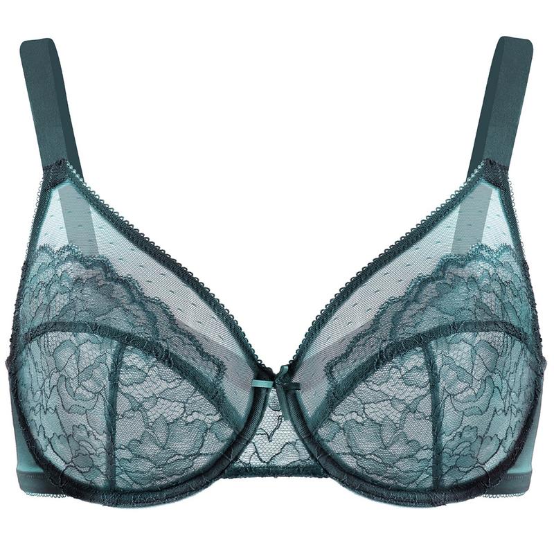 Enchante Floral Lace Plus Size Underwire Unlined Unpadded Full Coverage Bra