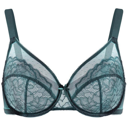 Enchante Floral Lace Plus Size Underwire Unlined Unpadded Full Coverage Bra