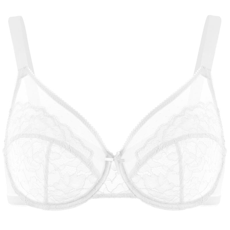 Enchante Floral Lace Plus Size Underwire Unlined Unpadded Full Coverage Bra