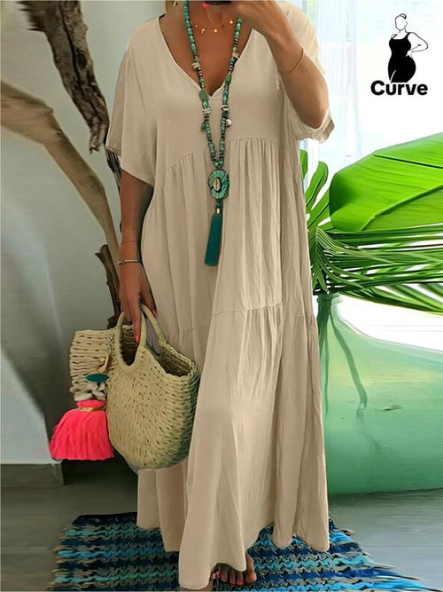 BohoBloom™ – Tummy covering Ruffle Smock Dress