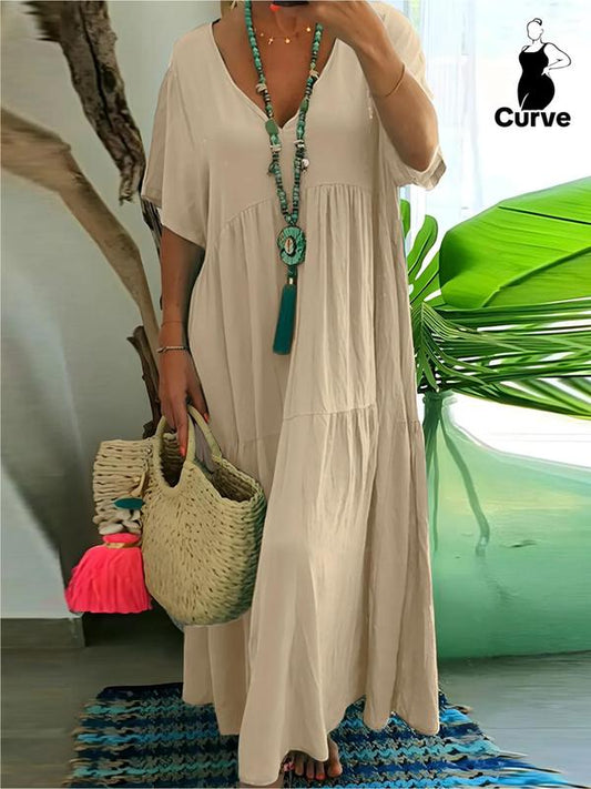 BohoBloom™ – Tummy covering Ruffle Smock Dress