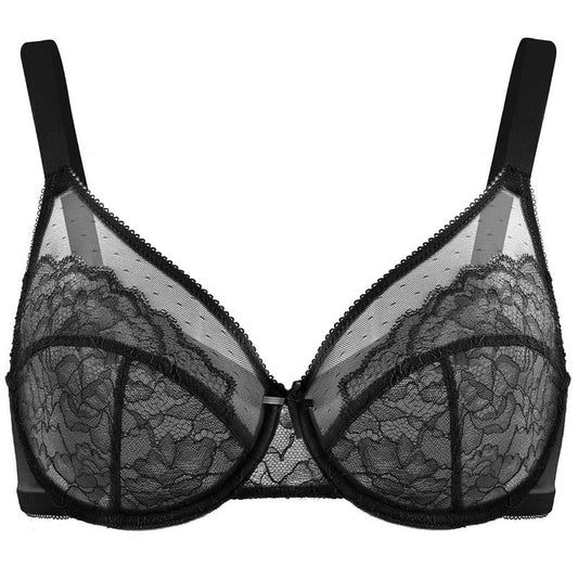 Enchante Floral Lace Plus Size Underwire Unlined Unpadded Full Coverage Bra