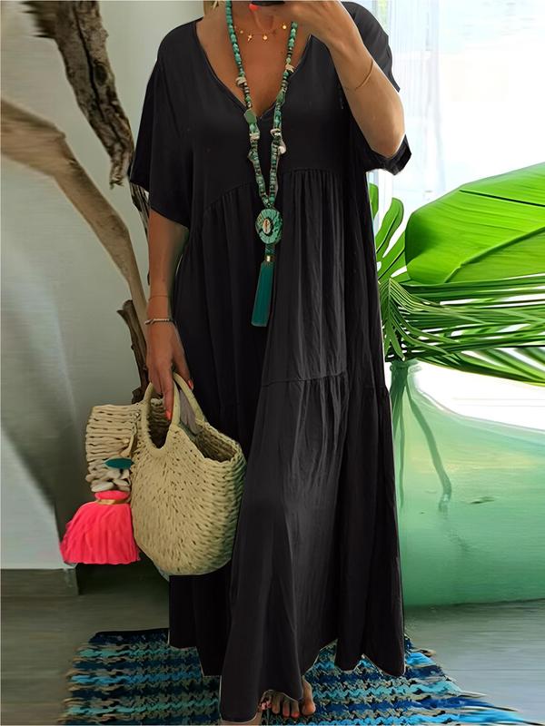 BohoBloom™ – Tummy covering Ruffle Smock Dress