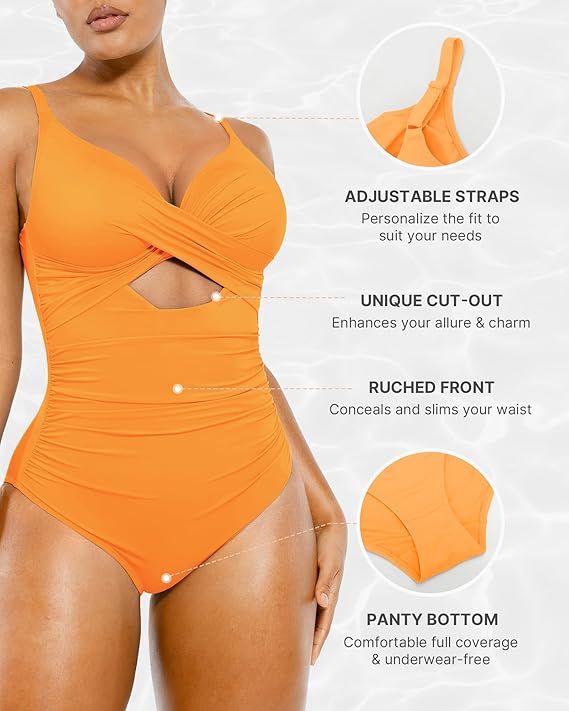 Smart Sculpt Ribbed Cutout-Front Shaping Swimsuit