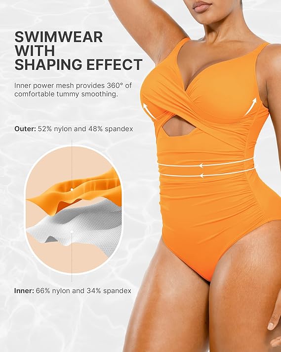 Smart Sculpt Ribbed Cutout-Front Shaping Swimsuit