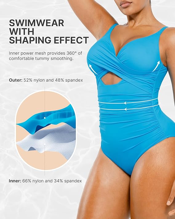 Smart Sculpt Ribbed Cutout-Front Shaping Swimsuit