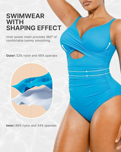 Smart Sculpt Ribbed Cutout-Front Shaping Swimsuit