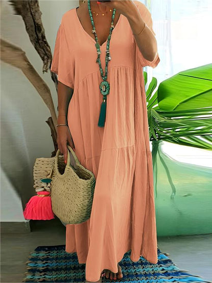 BohoBloom™ – Tummy covering Ruffle Smock Dress