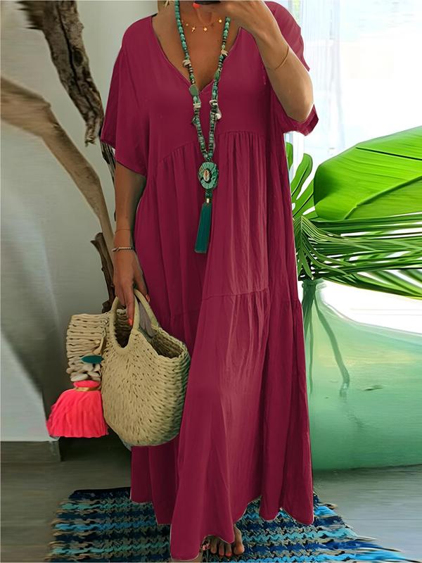 BohoBloom™ – Tummy covering Ruffle Smock Dress