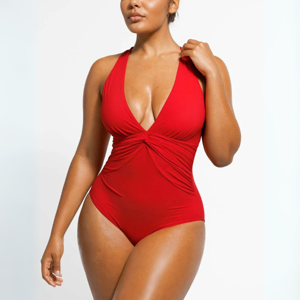 Smart Sculpt Front Ruched Swimsuit With Tummy Tucking