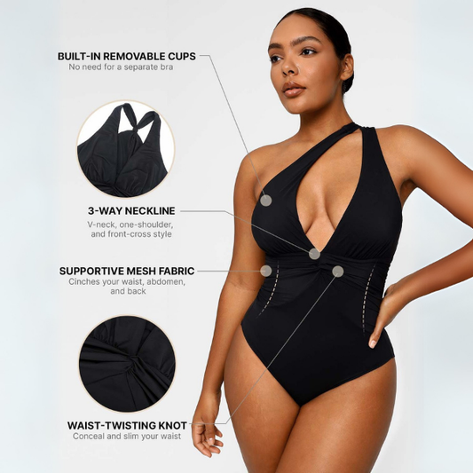 Smart Sculpt Front Ruched Swimsuit With Tummy Tucking