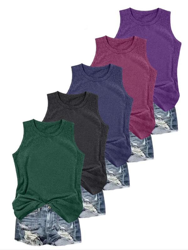 Women's Solid Round Neck Tank Top