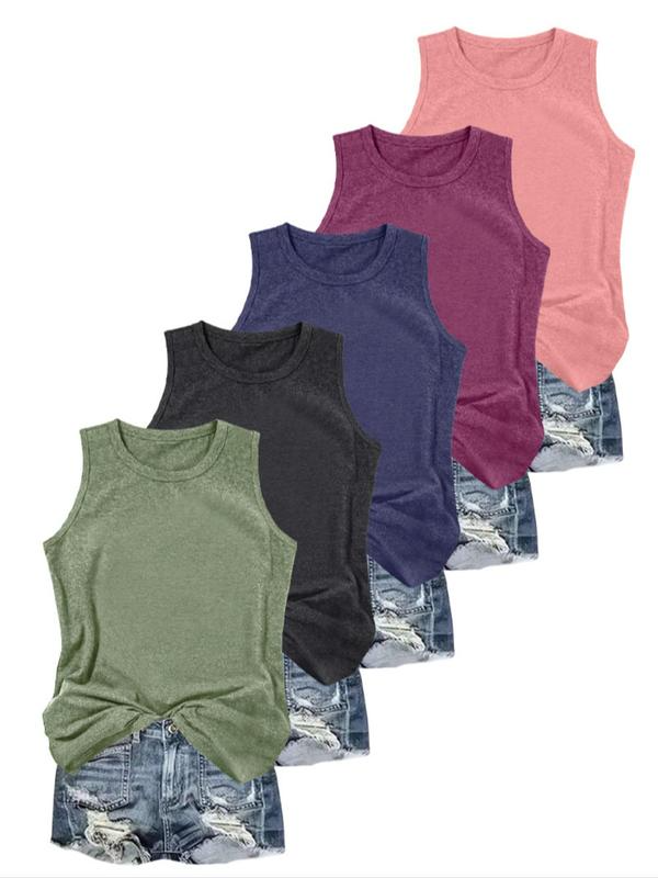 Women's Solid Round Neck Tank Top
