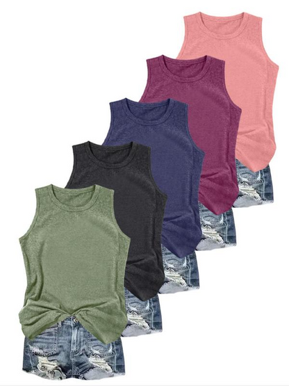 Women's Solid Round Neck Tank Top