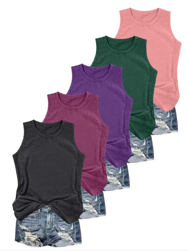 Women's Solid Round Neck Tank Top