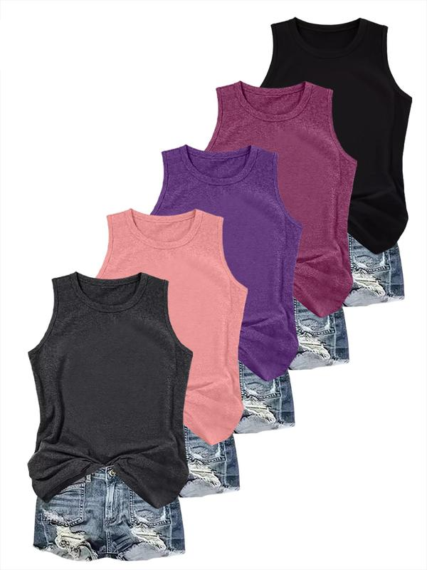 Women's Solid Round Neck Tank Top