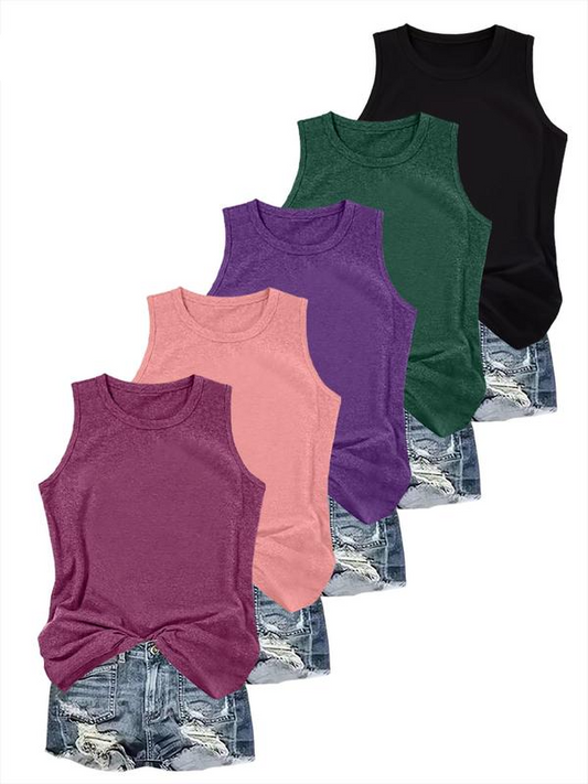 Women's Solid Round Neck Tank Top
