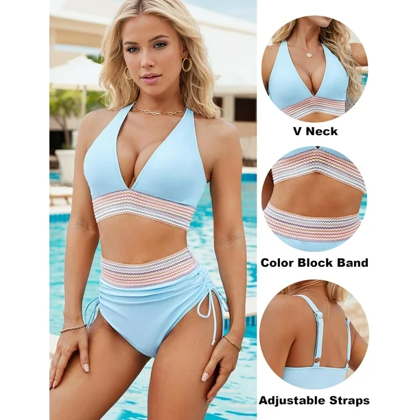 High Waisted Bikini Sets Tummy Control Swimsuits