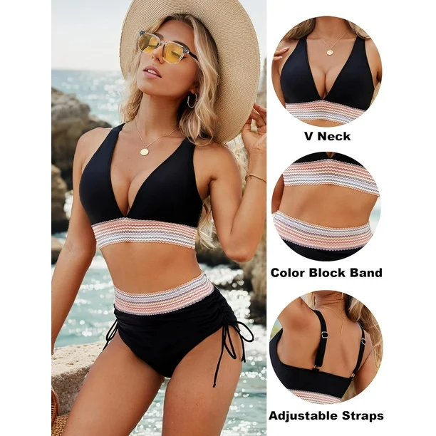 High Waisted Bikini Sets Tummy Control Swimsuits