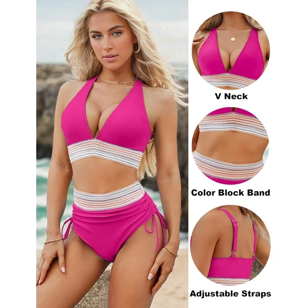 High Waisted Bikini Sets Tummy Control Swimsuits