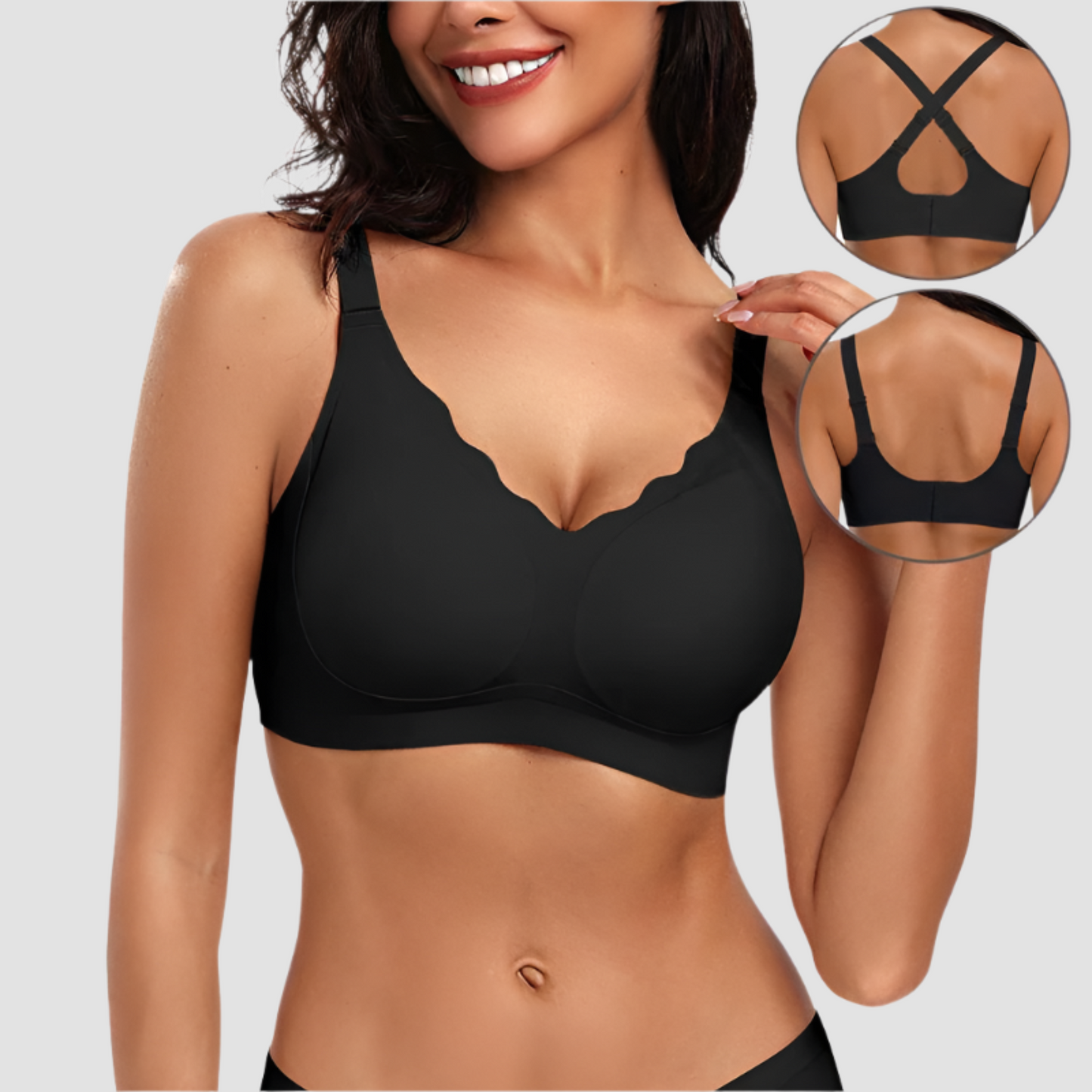 Scalloped Seamless Push-Up Bra – Soft, Wireless & Fully Adjustable