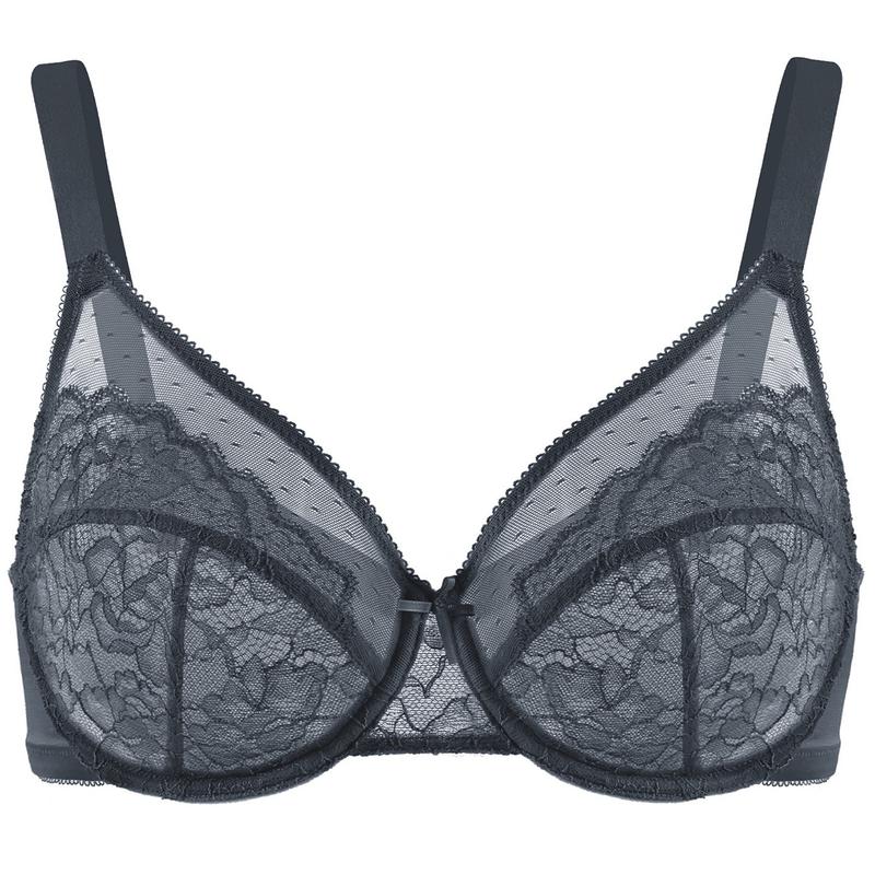 Enchante Floral Lace Plus Size Underwire Unlined Unpadded Full Coverage Bra