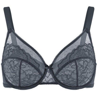 Enchante Floral Lace Plus Size Underwire Unlined Unpadded Full Coverage Bra