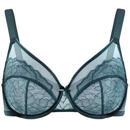 Enchante Floral Lace Unlined Comfort Non-padded Full Coverage Plus Size Underwire Bra